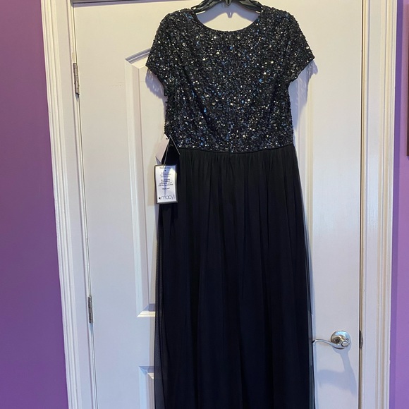 New Plus Size Balck Sequin Lace Formal Dress Excellent Condition - Picture 7 of 10